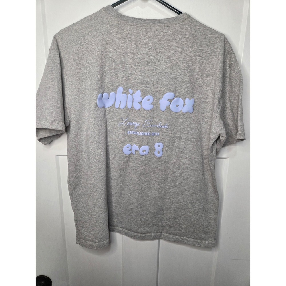 White Fox Boutique Era 8 Lounge Essentials Grey Puff Print Graphic T-Shirt S/M